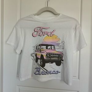 Ford Bronco Cropped Ringer T-Shirt  L Cotton Blend Officially Liscensed